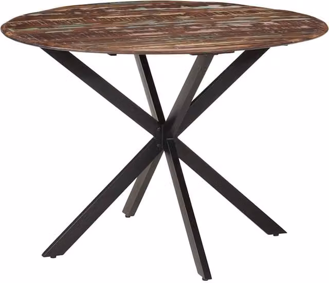 Mesa de comedor redonda SYFAX de madera y metal con diseño moderno y estructura en X, An/P: 110 x 78 cm
