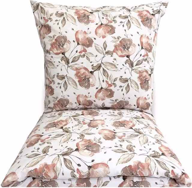 Juego de cama de 3 piezas Doratex con diseño floral en colores rosa, beige, blanco y multicolor, fabricado en 100% algodón de alta calidad, incluye funda nórdica y fundas de almohada, An/P/Al: 160 x 200 cm