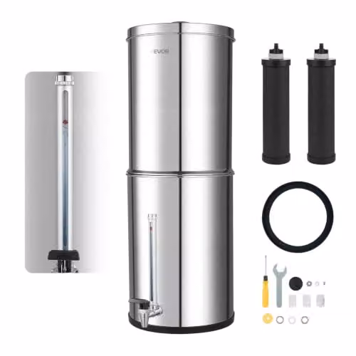Sistema de filtración de agua por gravedad VEVOR de acero inoxidable color plata con capacidad de 12,3 l