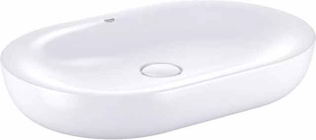 Lavabo de sobre encimera Essence de Grohe en cerámica blanca con forma ovalada, Ancho: 60 cm