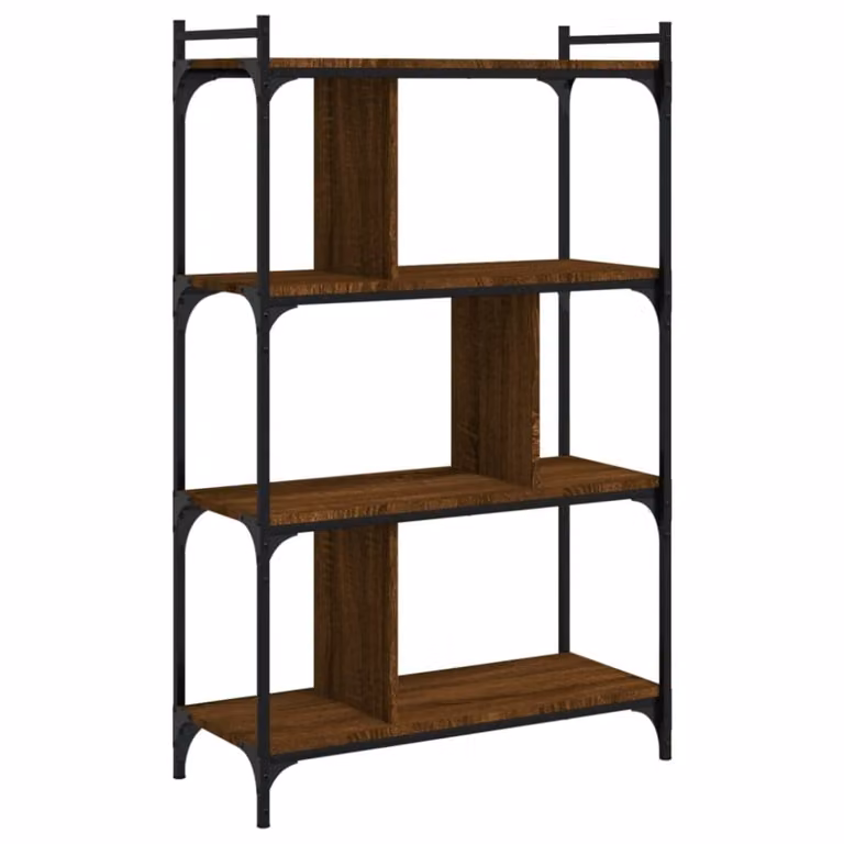 Estantería librería Maison Chic de 4 estantes estilo industrial en madera roble y metal color marrón An/P/Al: 76 x 32 x 123 cm