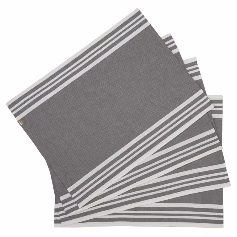 Set de 4 manteles individuales Mahdia de algodón con diseño gráfico en color marrón y gris, An/P: 35 x 50 cm