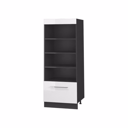 Estantería de cocina Vicco Fame-Line de diseño moderno en blanco alto brillo y antracita, An: 60 cm, Al: 153,6 cm, P: 58,1 cm