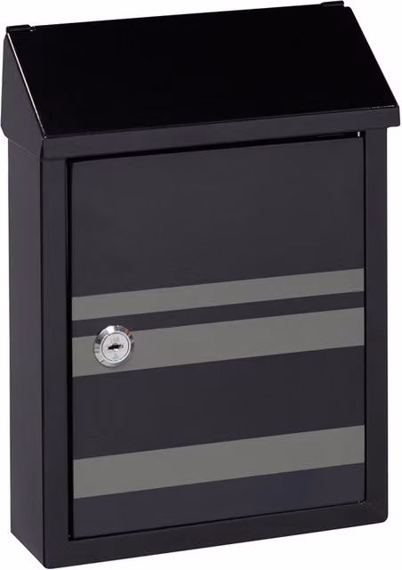 Buzón de acero Arregui Smart Graphic E5724-str con serigrafía decorativa Lines, color negro, montaje en pared, An/Al/P: 30 x 21,6 x 8 cm
