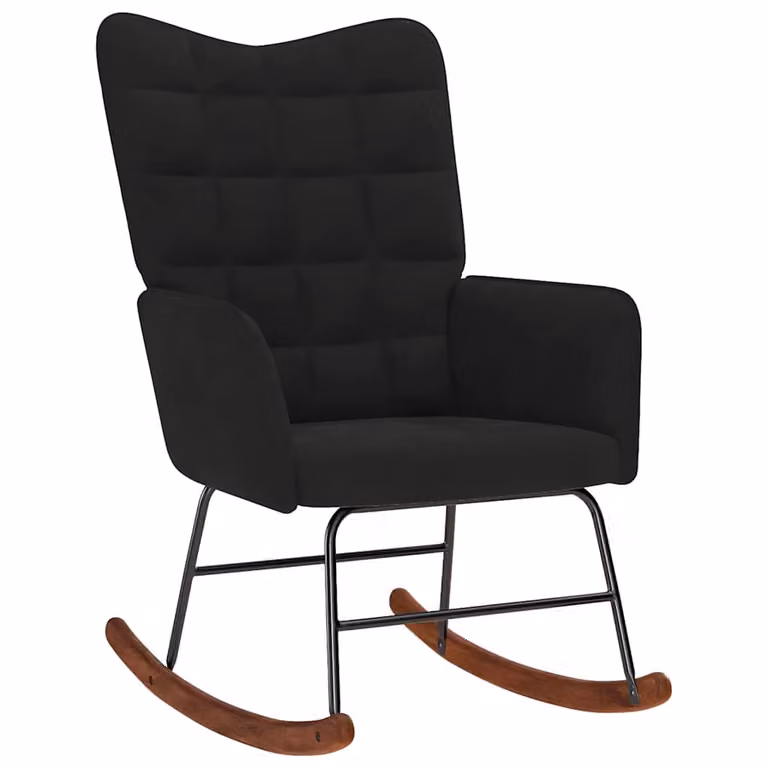 Silla mecedora de terciopelo negro con reposabrazos vidaXL