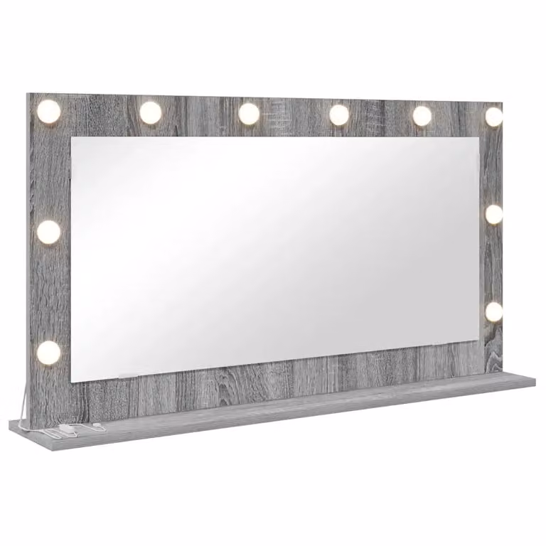 Espejo de tocador moderno vidaXL con luz LED, rectangular, color gris, An/P/Al: 100 x 55 x 18 cm