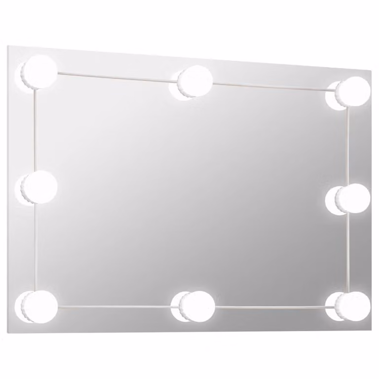Espejo de pared rectangular con luces LED vidaXL en color blanco y plata de vidrio, An/P/Al: 60 x 40 x 1 cm