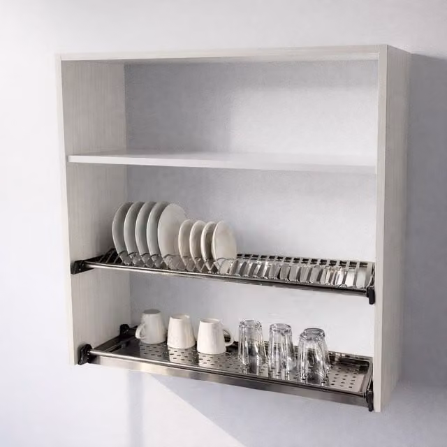 Calandrelli mueble alto escurridor de cocina con puertas batientes en alerce blanco, An/P/Al: 90 x 33 x 90 cm