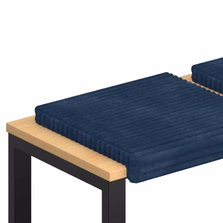 Set de 4 cojines para banco vidaXL de terciopelo corduroy azul marino con base antideslizante y lavable