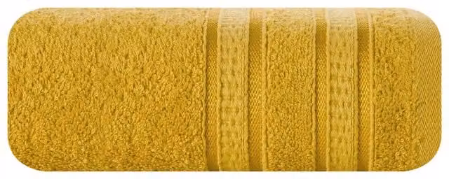 Toalla de bambú antibacteriana Eurofirany Mila de color mostaza con diseño de rayas, An/Al: 70 x 140 cm