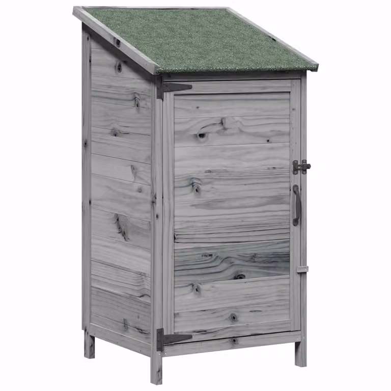 Cobertizo de jardín vidaXL de madera gris, armario alto de estilo rústico, An/P/Al: 59,5 x 56 x 113,5 cm
