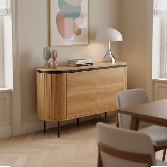 Aparador moderno Oviala de madera en color marrón y beige con Ancho: 120 cm