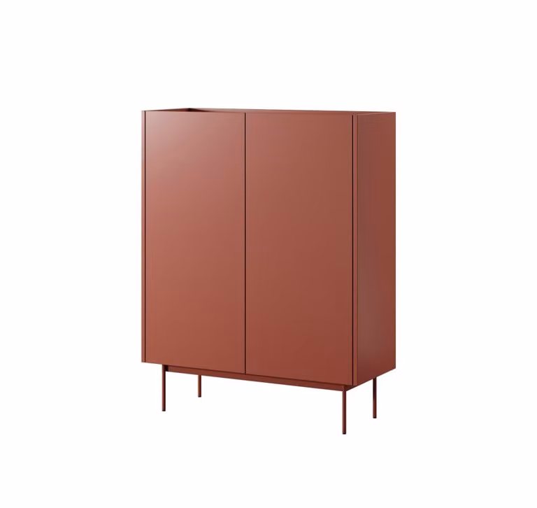 Aparador moderno Furnlux en color rojo y acabado roble mate, An/P/Al: 97 x 37 x 122 cm
