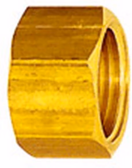 Tuerca de racor hexagonal de latón color oro