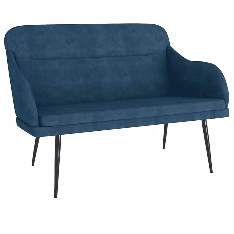 Banco de terciopelo azul vidaXL con reposabrazos y estructura de metal An/P/Al: 110 x 76 x 80 cm