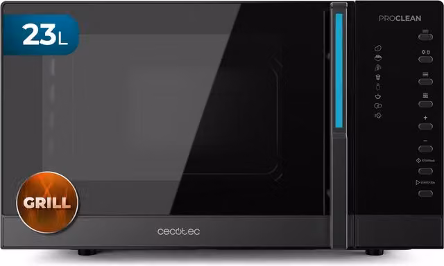Microondas con grill Cecotec Proclean 5130 de 23 l, negro, con 800 w de potencia y 1000 w de grill, 5 niveles de potencia, función de descongelación y timer