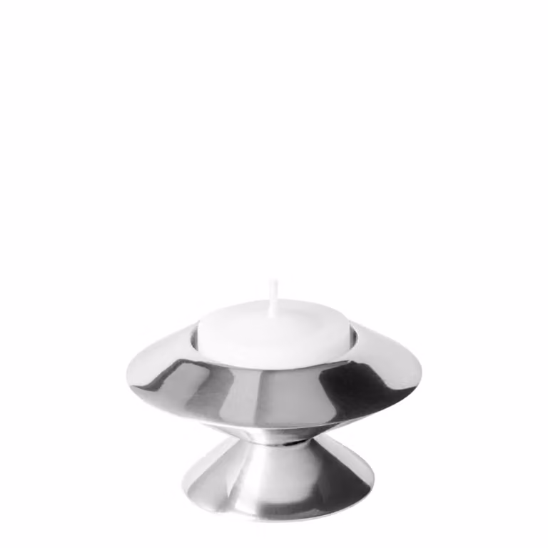 Portavelas de metal redondo Sia Deco en color plata para tealight