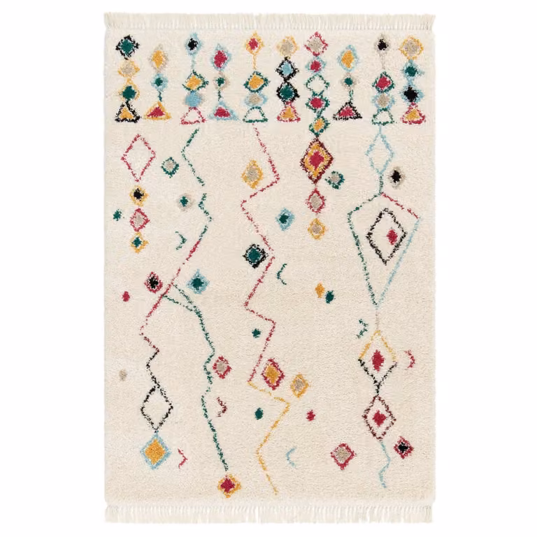 Alfombra étnica con flecos AFK Living de inspiración beduina, multicolor y rosa, An/P/Al: 160 x 230 cm