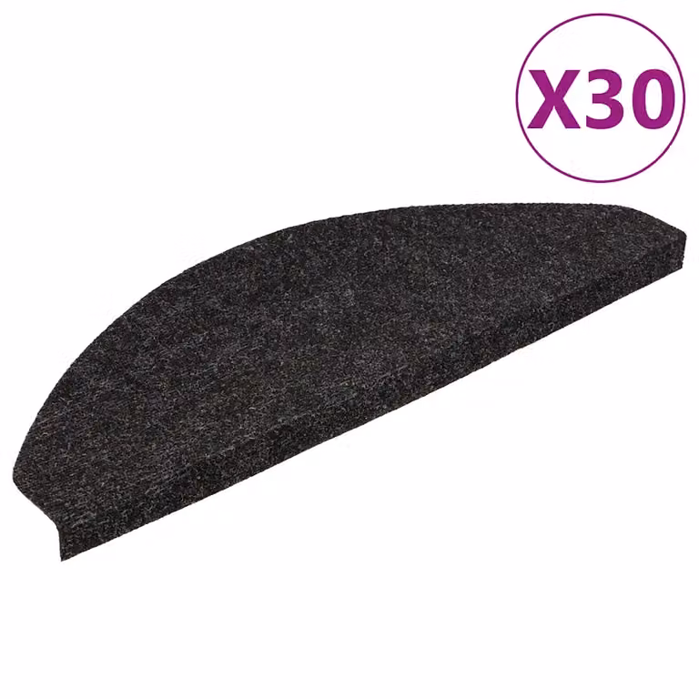 Pack de 30 alfombrillas autoadhesivas para escalera vidaXL, color antracita, An/P/Al: 65 x 22,5 x 3,5 cm