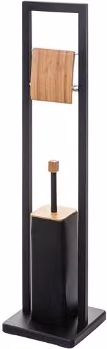 Portarrollos con escobillero Natureo Wellhome negro de bambú y metal An/P/Al: 20 x 20 x 60 cm