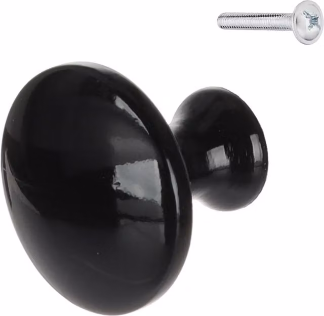 Tirador de pomo RiexTouch para muebles en metal de zinc, color negro y acabado pulido