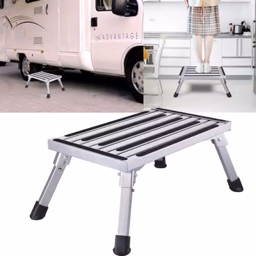 Escalera de plataforma plegable Johgee de aluminio con pies de goma, An/P/Al: 47 x 30 x 23 cm