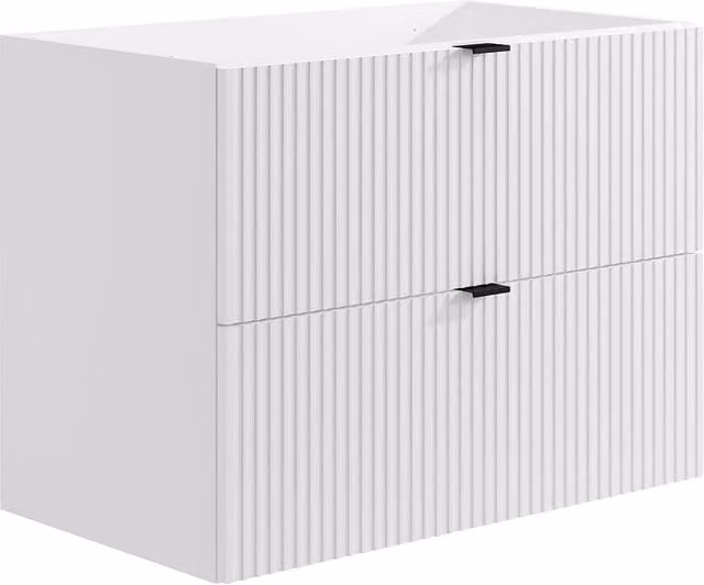 Mueble suspendido para lavabo estriado Zevini en color blanco, An/P/Al: 80 x 47 x 60 cm