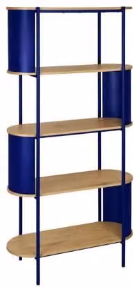 Estantería de metal y MDF Sweeek de 5 niveles en azul, diseño moderno para salón o dormitorio, An/P/Al: 80 x 33.8 x 172 cm