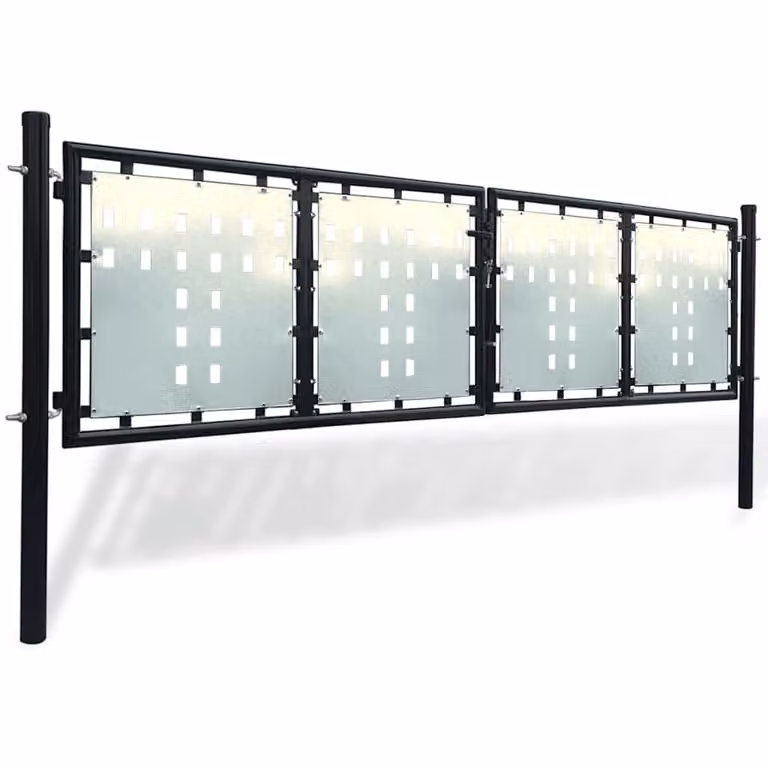 Puerta de valla individual negra vidaXL de acero galvanizado An/Al: 300 x 75 cm
