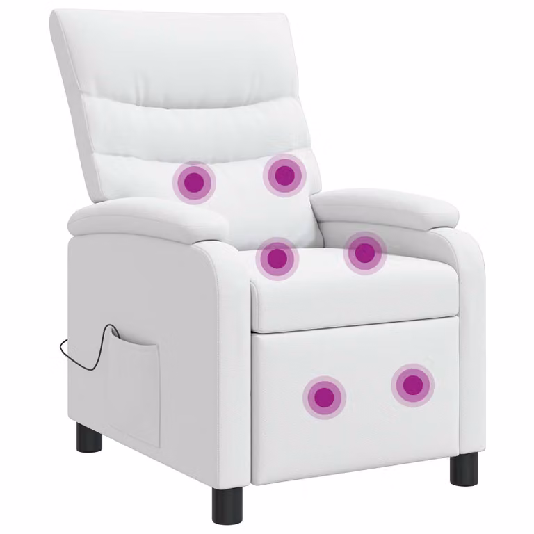 Silla de masajes reclinable vidaXL en color blanco con acabado de cuero sintético