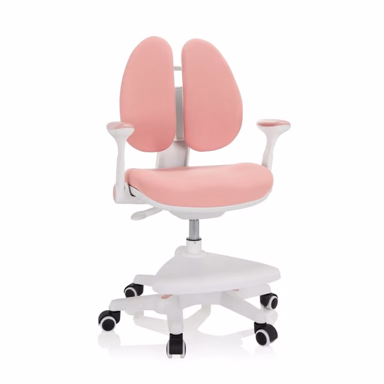 Silla de oficina para niños Kid Wing Grandit de hjh Office en color rosa con tapizado de tela y base giratoria