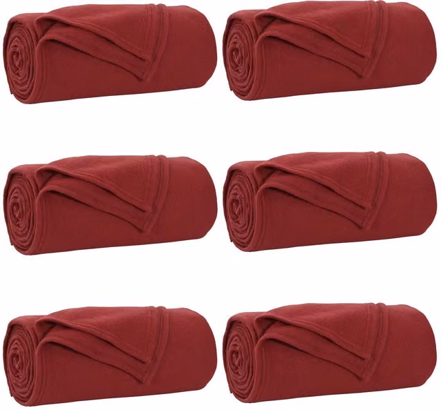 Set de 6 mantas de sofá de lana vidaXL, color rojo, 240 x 220 cm