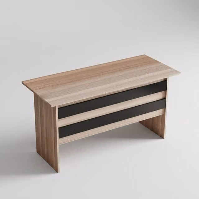 Escritorio de oficina moderno EMOB de madera en color roble y marrón, Ancho: 140 cm