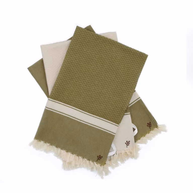 Pack de 3 paños de cocina Marsa de algodón color verde en An/Al: 45 x 75 cm