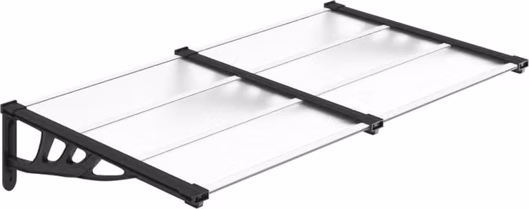Marquesina para puerta Syfax de policarbonato y aluminio, color transparente, An/Al: 152,5 x 90 cm