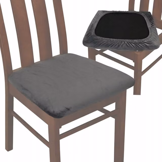 Funda de terciopelo elástica para silla de comedor Tess, gris