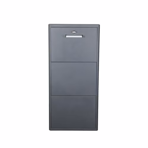 Mueble para zapatillas LPP con cerradura de metal, capacidad para 6 pares, color gris antracita, Al: 108 cm, An: 50,5 cm, P: 16 cm