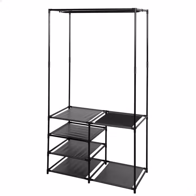 Armario abierto Max Home con 4 estantes y barra para colgar, color gris, An/P/Al: 87 x 45 x 158 cm