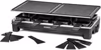 Raclette Rommelsbacher RCS 1350 de acero inoxidable, negro, para 8 personas, 1350 W