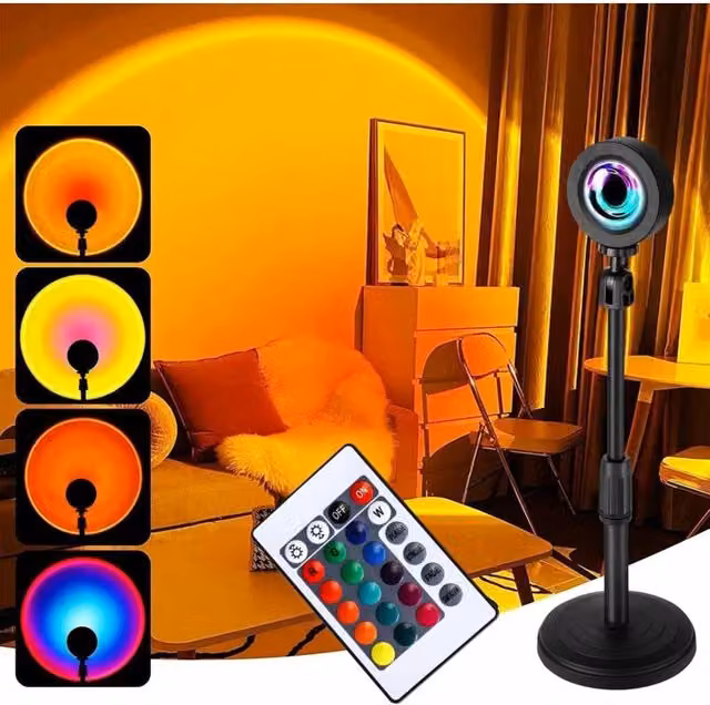Lámpara de atardecer XISRENS con proyector LED RGB multicolor y diseño moderno para decoración de escritorio o dormitorio