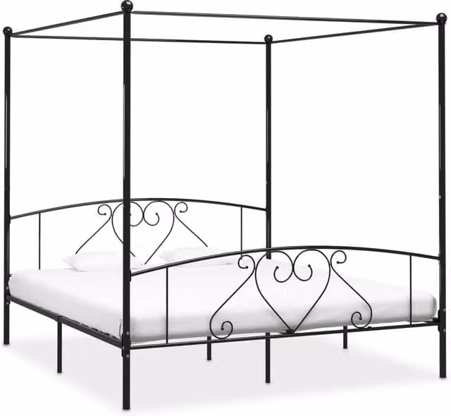Estructura de cama con dosel de metal vidaXL en color negro de 180 x 200 cm