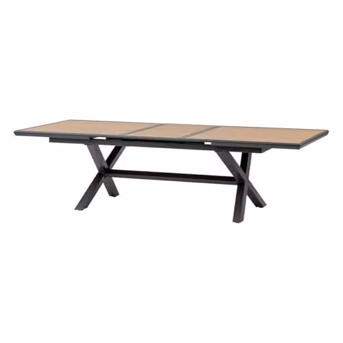 Mesa de jardín extensible Hesperide Axiome para 10 personas en aluminio con efecto madera y color grafito