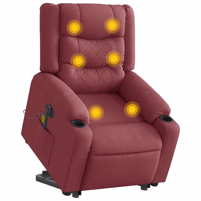 Sillón de masaje eléctrico reclinable y elevable vidaXL en tela color rojo para mayores