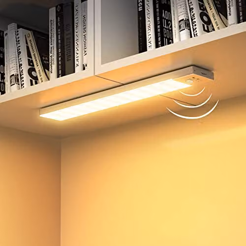 Pack de 2 luces LED OUILA con sensor de movimiento, luz cálida 3000K y batería recargable USB, ideales para armarios, cocina y escaleras, color blanco