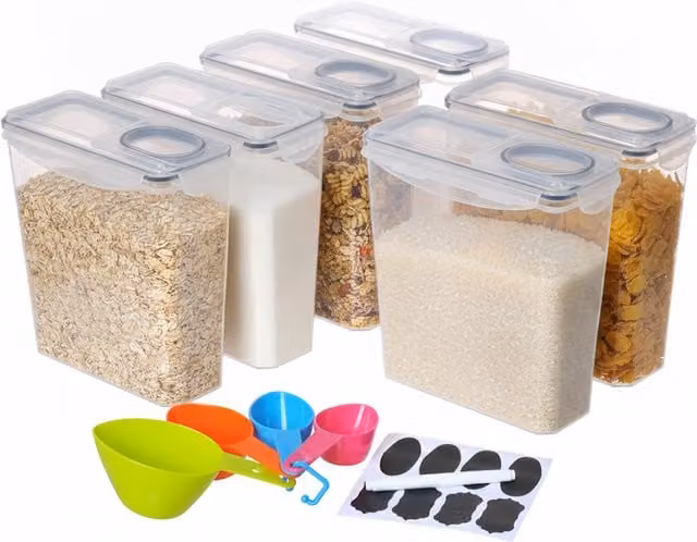 Set de 6 recipientes herméticos para alimentos Relaxdays, transparentes, con tapa de silicona, 3,7 l, An/P/Al: 25 x 24 x 11,5 cm