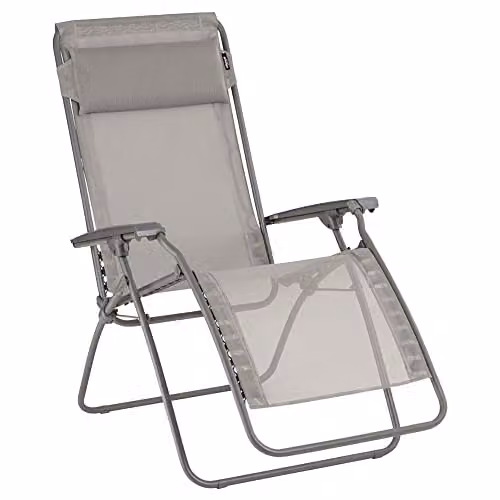 Sillón relax multiposición Lafuma Rclip en color gris con estructura de acero y tejido textilene resistente a los rayos UV