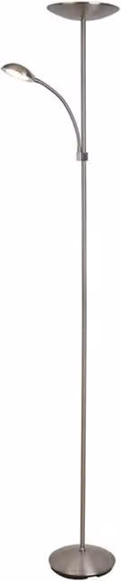 Lámpara de pie LED Rabalux ajustable en cromo satinado con luz blanca cálida 3000K para lectura