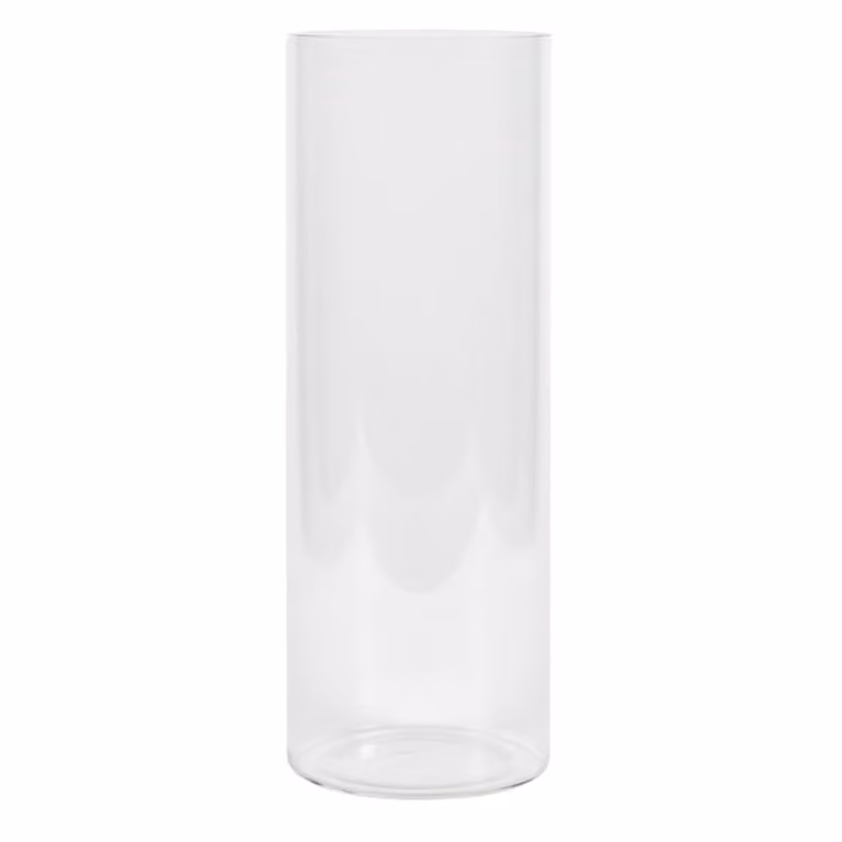 Portavelas decorativo de vidrio transparente Sia Deco de estilo minimalista para velas de pilar, Altura: 28 cm, Diámetro: 11 cm