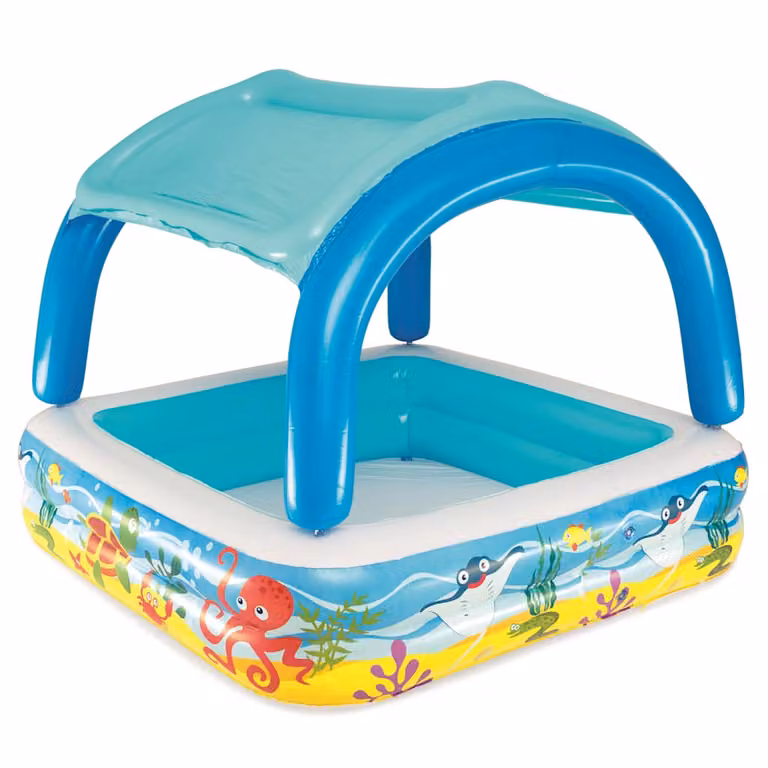 Piscina infantil inflable Bestway con toldo en color azul, An/P/Al: 140 x 140 x 114 cm