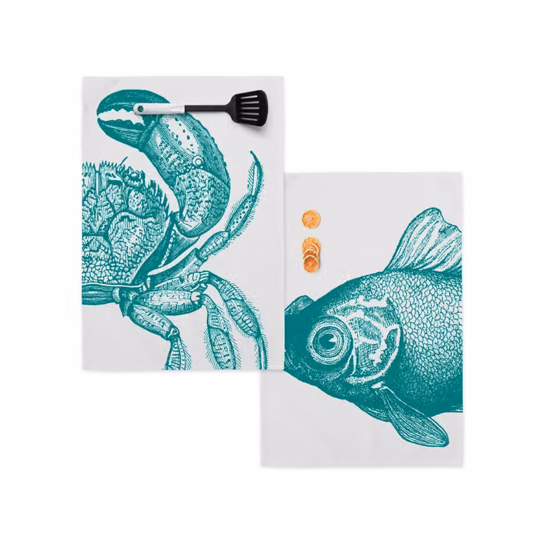 Pack de 2 paños de cocina Happyfriday con diseño marítimo multicolor, 100% algodón, An/P: 70 x 50 cm